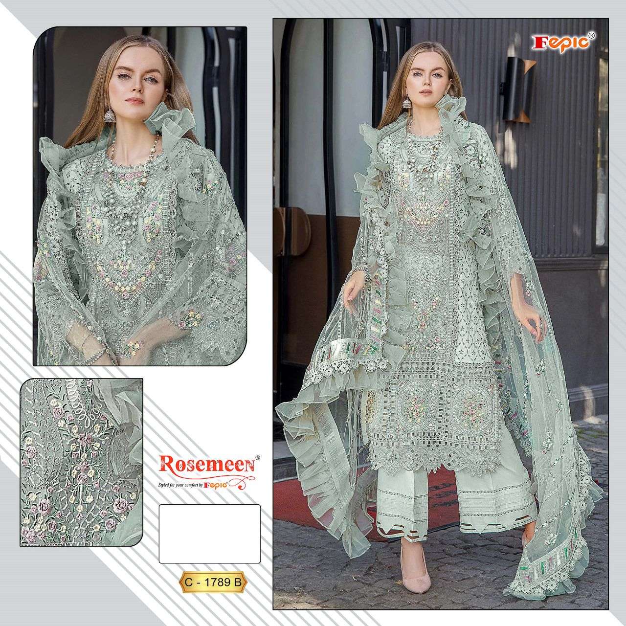 FEPIC ROSEMEEN C 1789 COTTON WITH EMBROIDERY WORK PAKISTANI SUITS COLLECTION AT BEST RATE