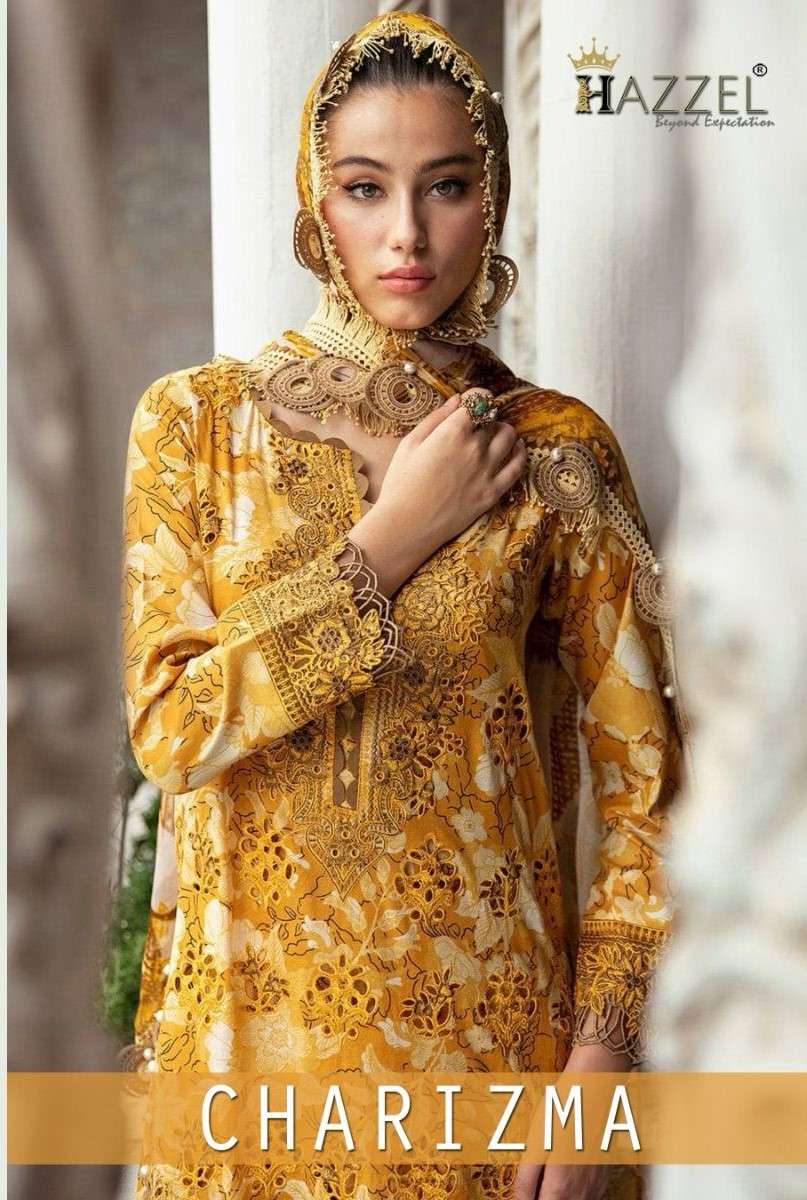 HAZZEL PRINTS CHARIZMA LUXURY LAWN COLLECTION COTTON WITH PRINTED PAKISTANI SUITS 