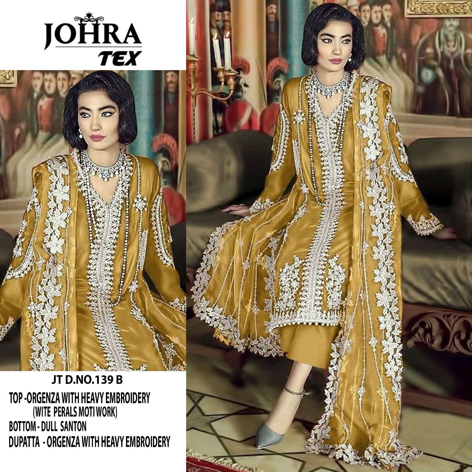JOHRA TEX 139 ORGANZA WITH EMBROIDERY WORK PAKISTANI SUITS COLLECTION AT BEST RATE