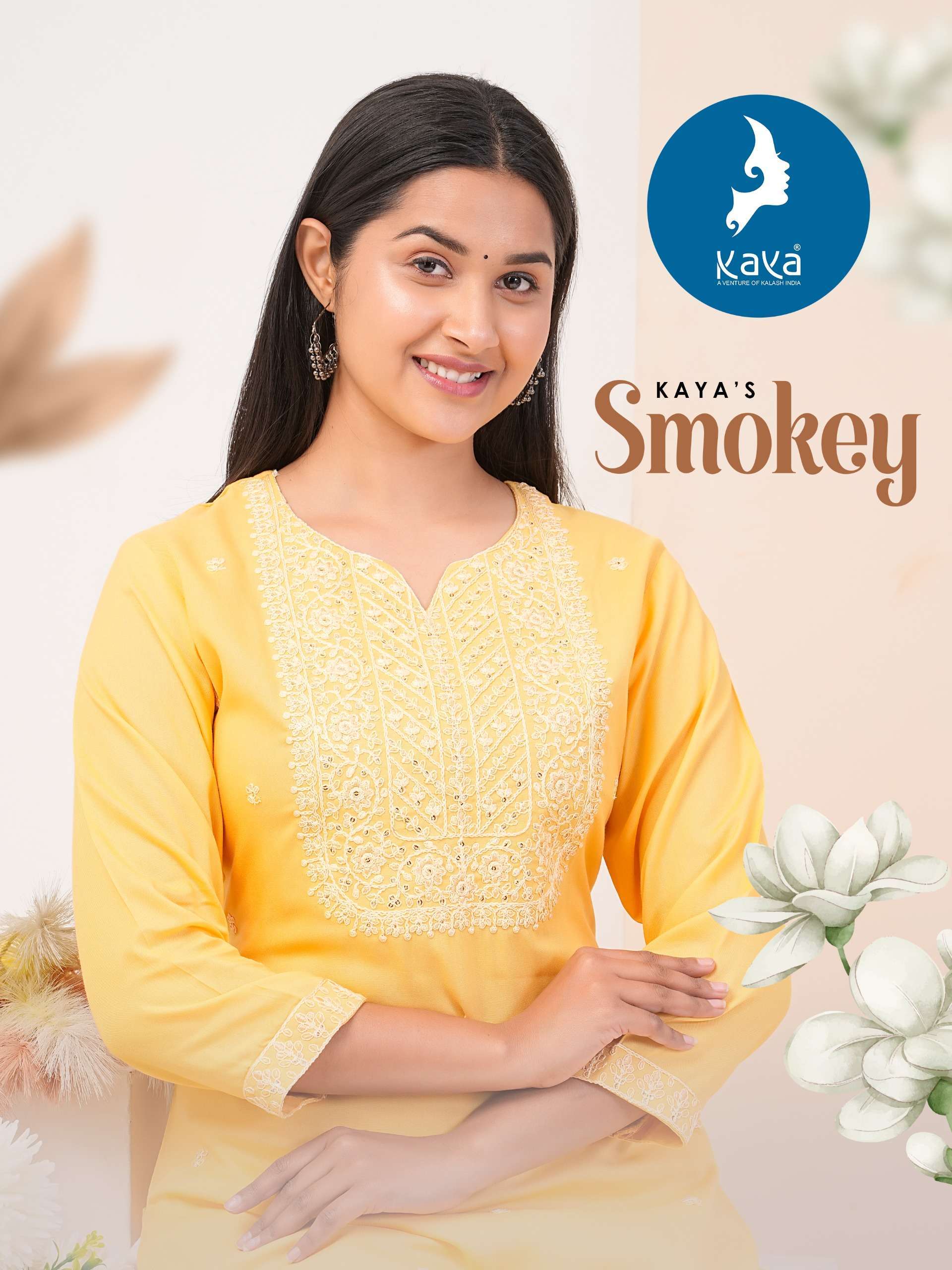Kaya Smokey rayon with summer function special designer kurti collection at best rate