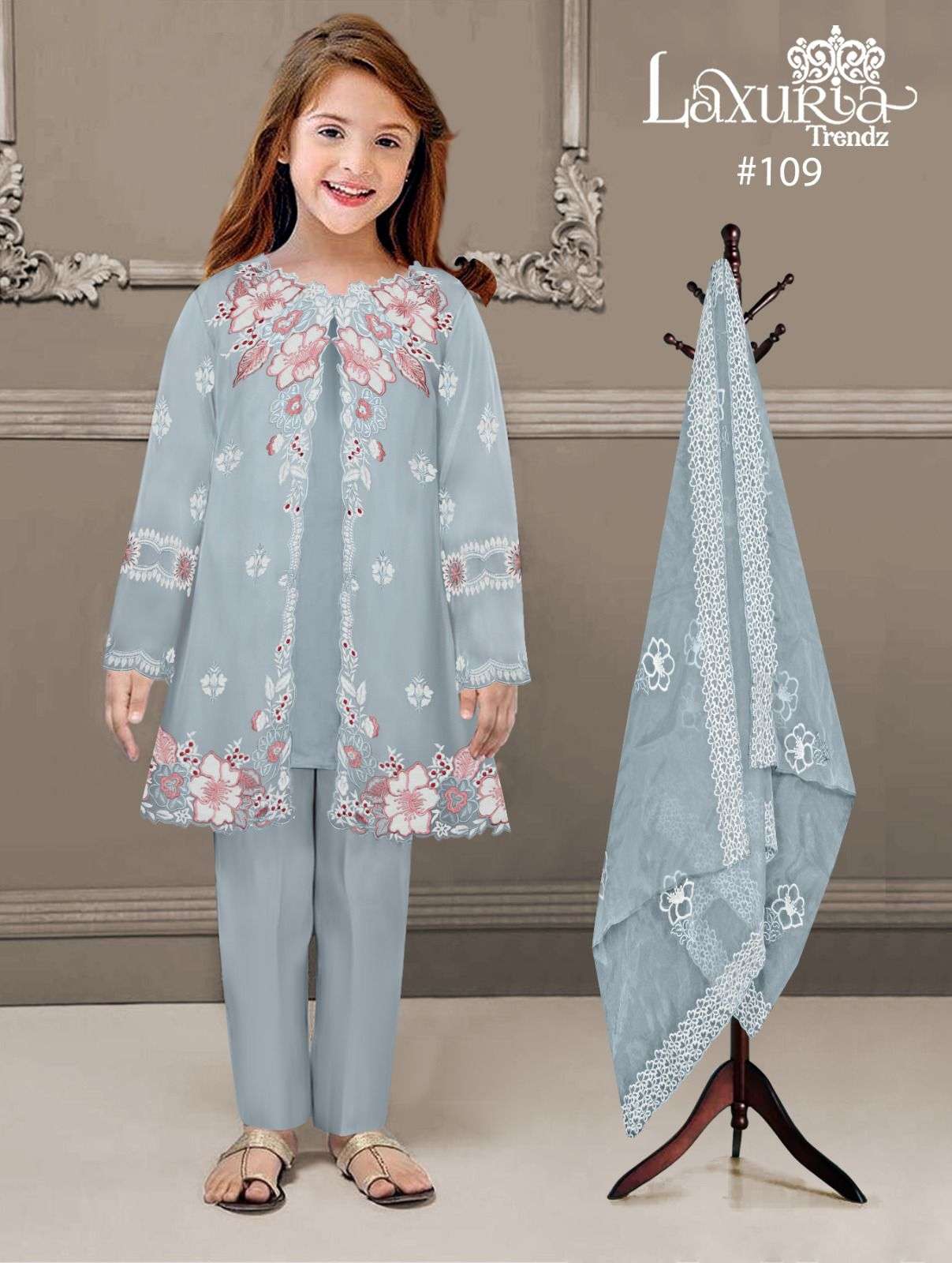 LAXURIYA 109 KIDS SPECIAL GEOREGTTE WITH EMBROIDERY WORK PAKISTANI SUITS 