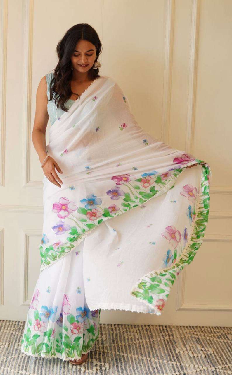 LINEN WITH DIGITAL PRINTED REGULAR  WEAR SAREE COLLECTION AT BEST RATE