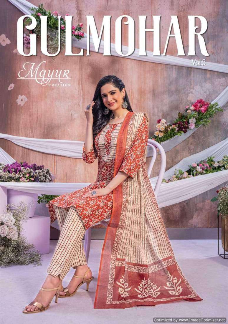 MAYUR GULMOHAR VOL 5 COTTON WITH PRINTED SUMMER SPECIAL DRESS MATERIAL COLLECITON AT BEST RATE