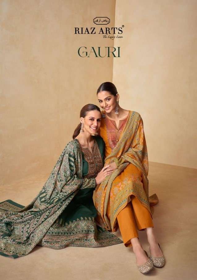 MUMTAZ ARTS RIAZ ARTS GAURI LAWN COTTON WITH PRINTED PAKISTANI SUITS COLLECTION AT BEST WHOLESALE RATE