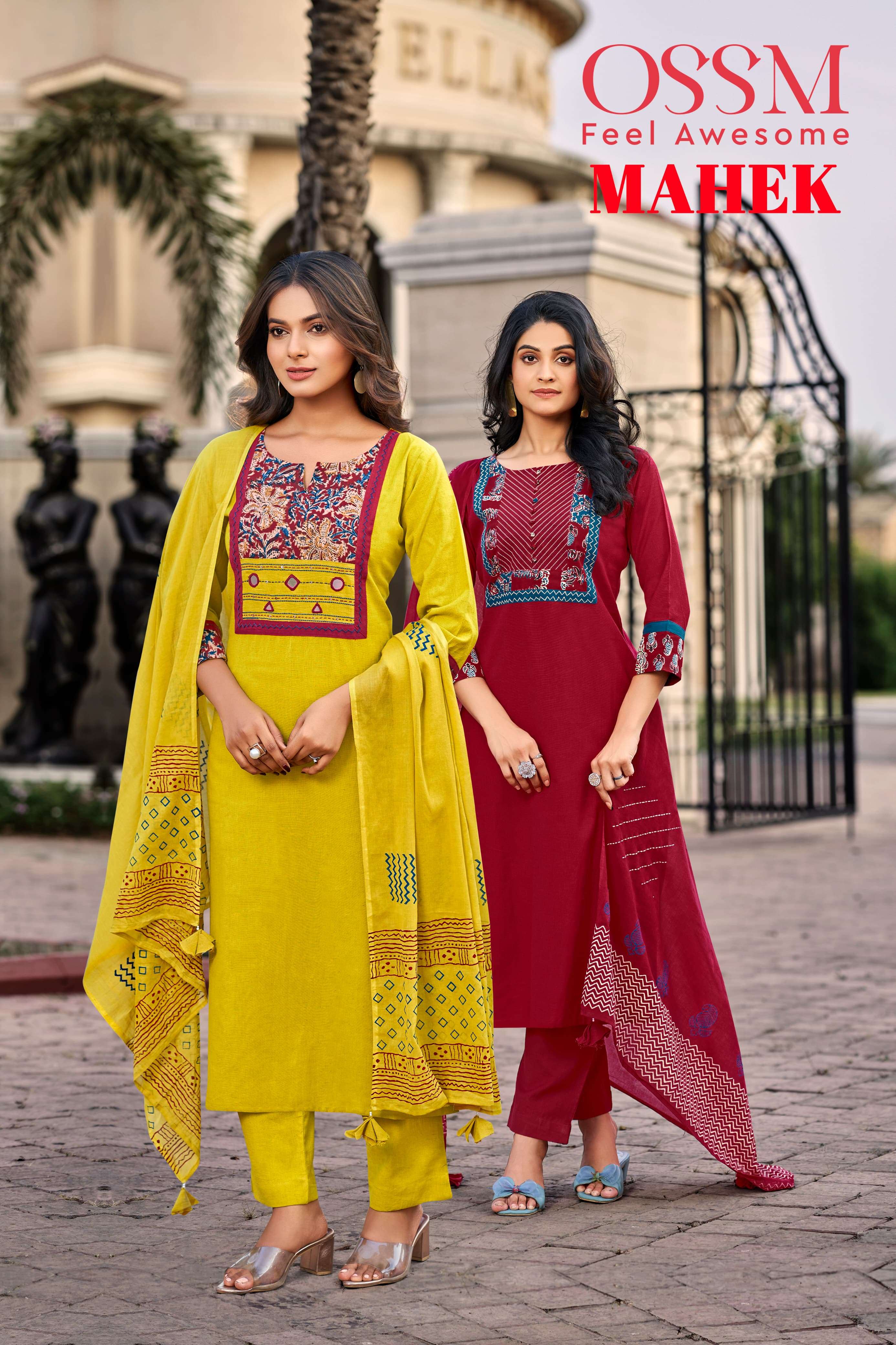 OSSM MAHEK  COTTON WITH FANCY READYMADE SUITS COLLECTION AT BEST RATE
