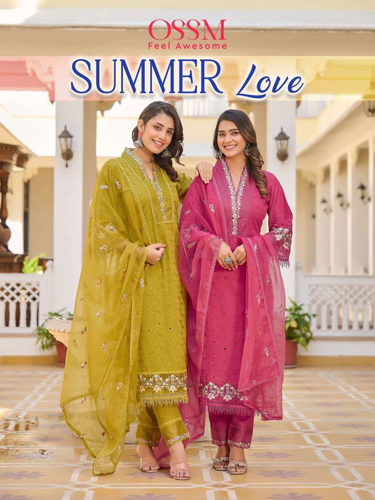Ossm Summer Love CHIKANKARI WORK READYMADE SUITS COLLECTION AT BEST RATE