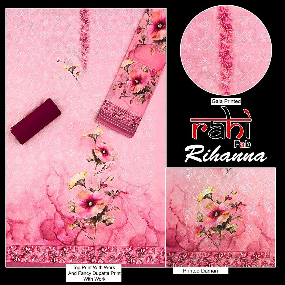 RAHI FAB RIHANNA VOL 1 COTTON WITH PRINTED DRESS MATERIAL COLLECTION AT BEST RATE