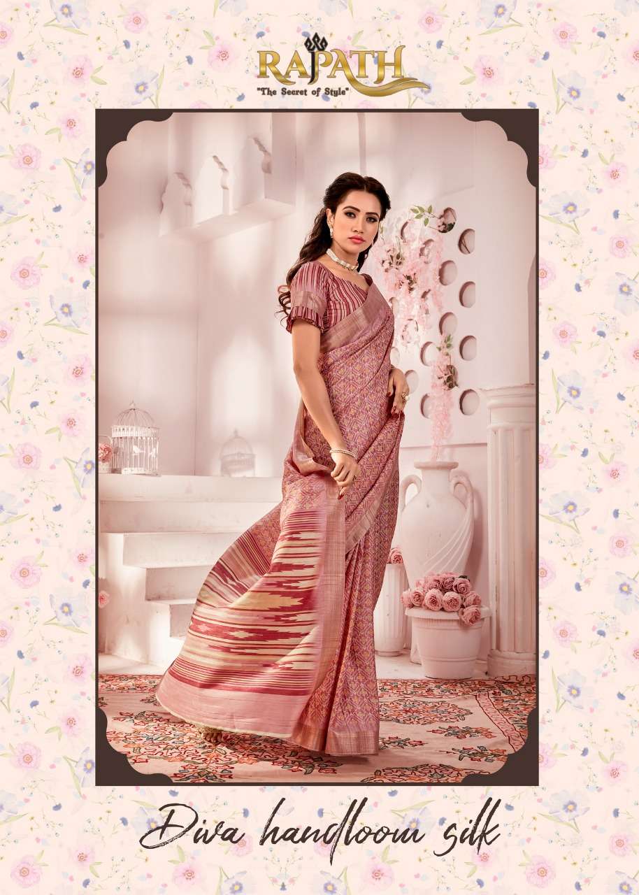 RAJPATH DIVA HANDLOOM SILK WITH PRINTED FANCY SAREE COLLECITON AT BEST RATE