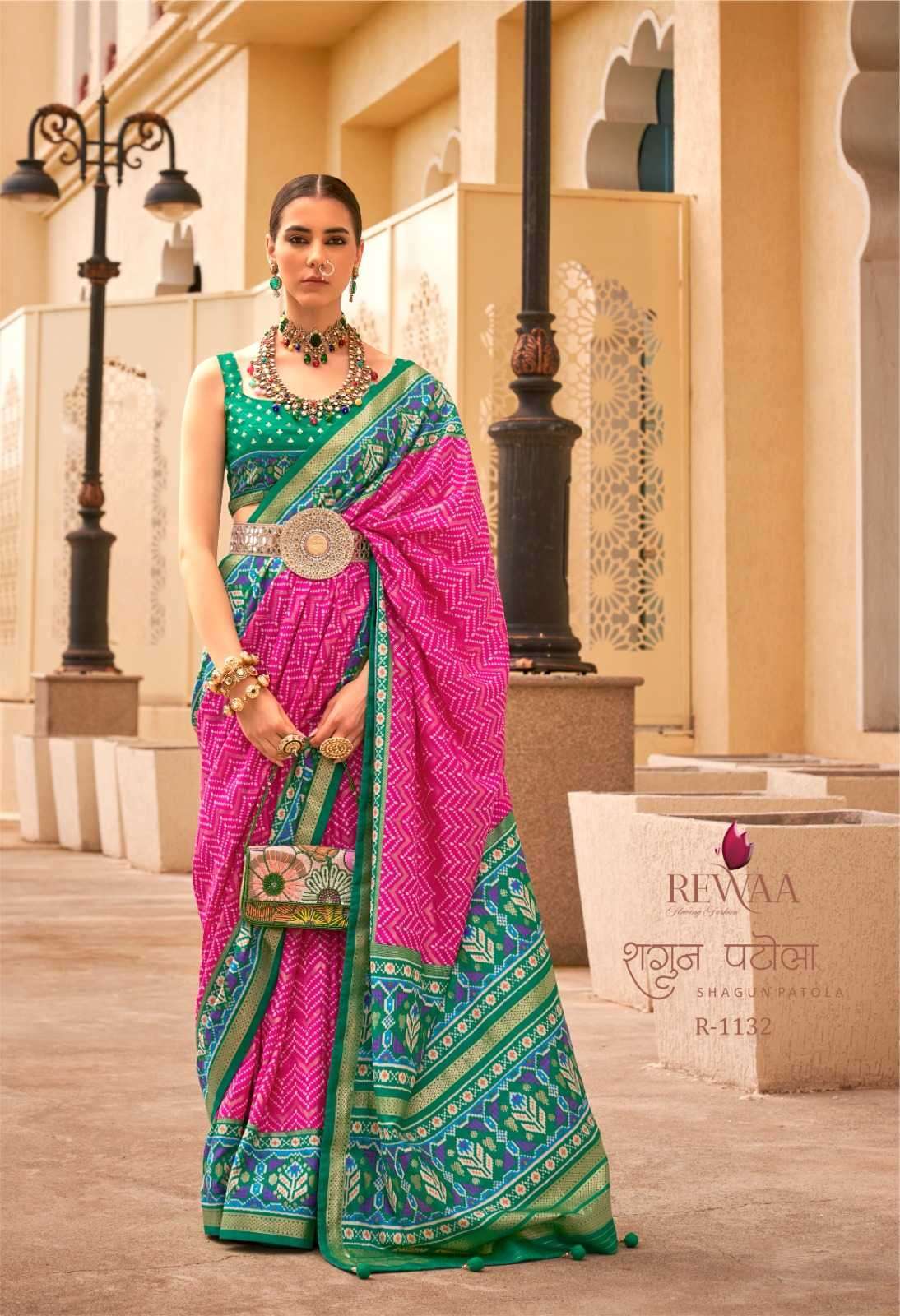 Rewaa Fashion Shagun Patola Design Party wear saree collection at best rate