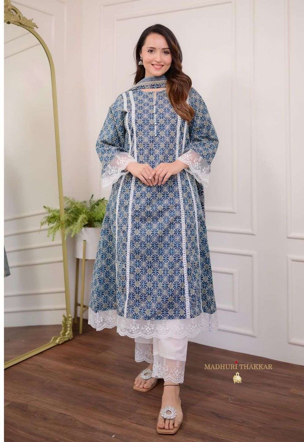 ROYAL BLUE SHADES SUMMER SPECIAL COTTON WITH PRINTED READYMADE SUITS COLLECTION AT BEST RATE
