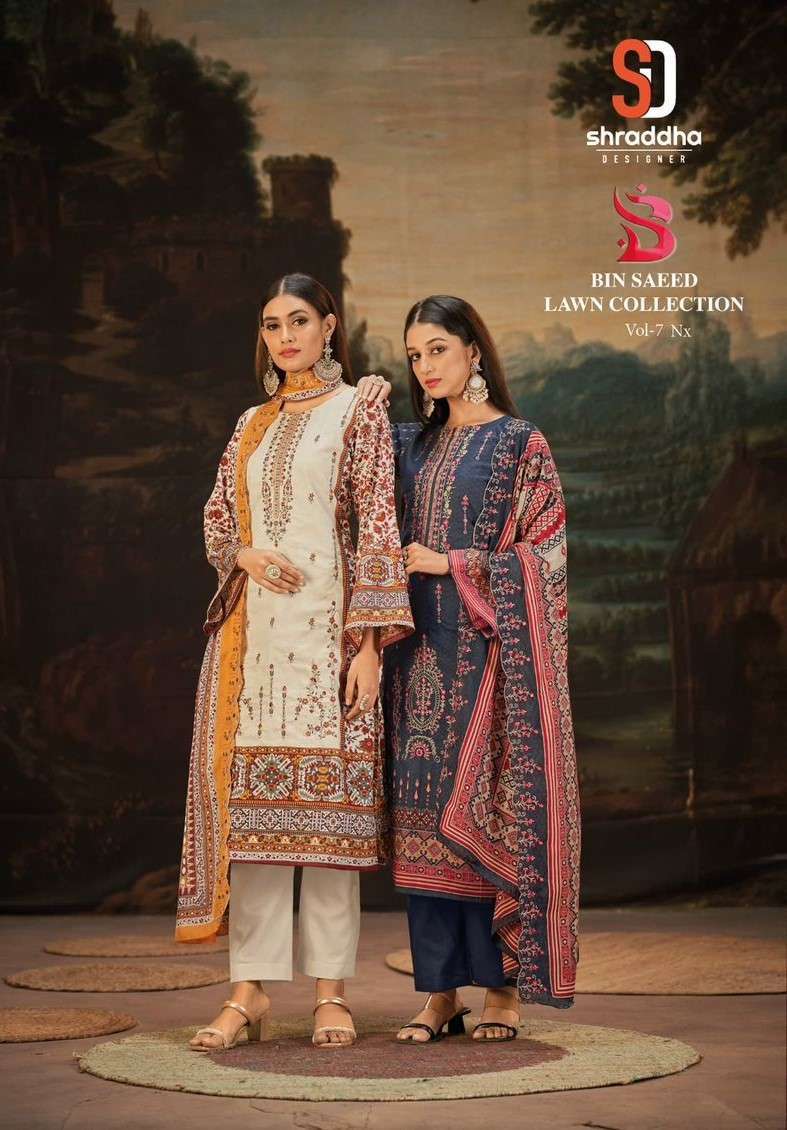 SHRADDHA BIN SAEED LAWN COLLECTION VOL 7 NX LAWN COTTON WITH SUMMER SPECIAL PAKISTANI SUITS COLLECTION AT BEST RATE