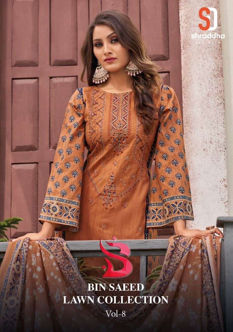 Shraddha Designer Bin Saeed Vol 8 lawn cotton with summer special suits collection at best rate (1)