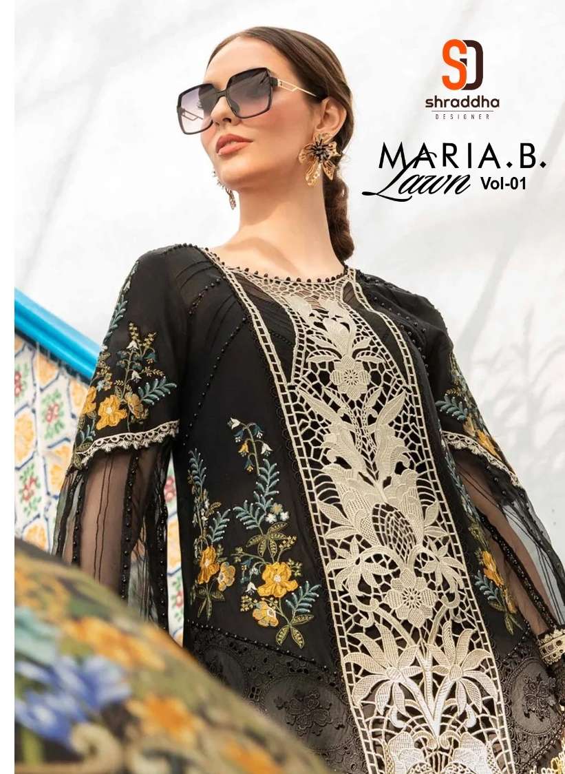 SHRADDHA DESIGNER MARIA B. LAWN VOL 1 COTTON WITH PRINTED PAKISTANI SUITS COLLECTION AT BEST RATE