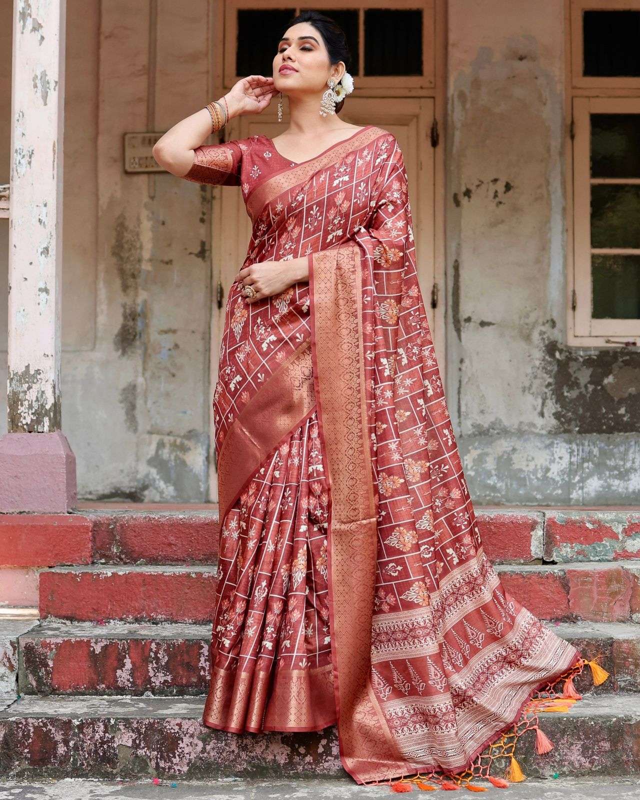 SOFT SILK WITH PRINTED MAROON SHADES SAREE COLLECITON BEST WHOLESALE RATE