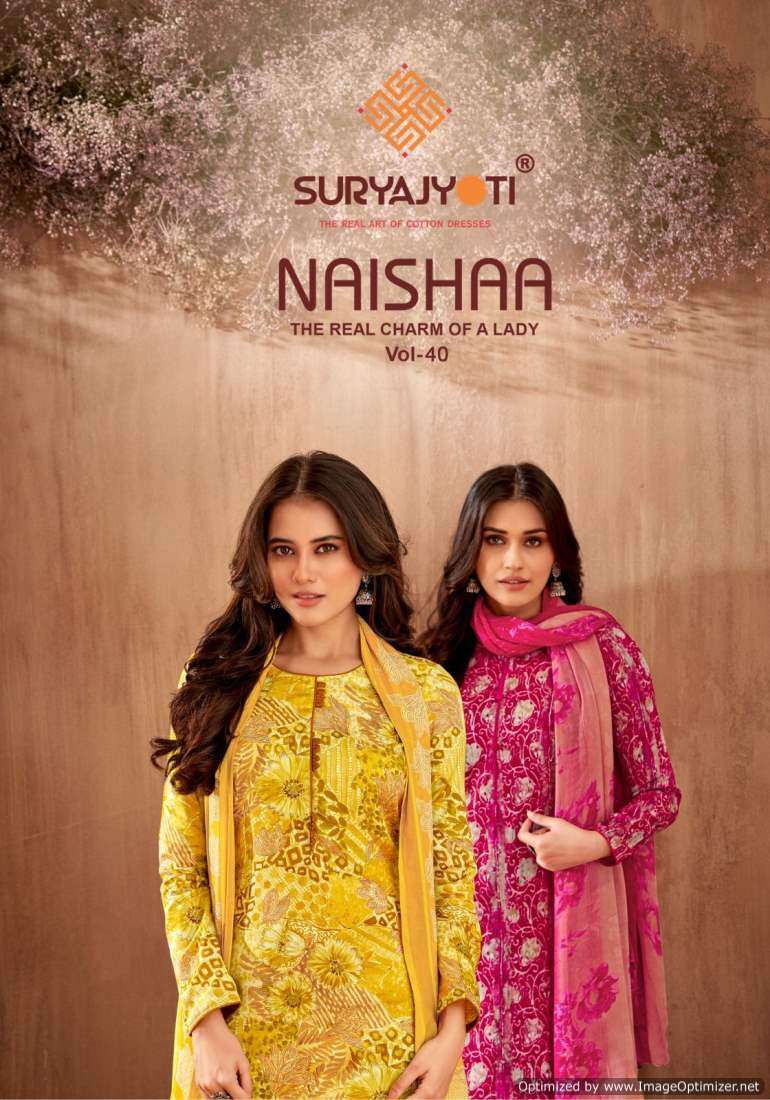 SURYAJYOTI NAISHAA VOL 40 SUMMER SPECIAL DIGITAL PRINTED COTTON REGULAR WEAR SUITS COLLECTION AT BEST RATE