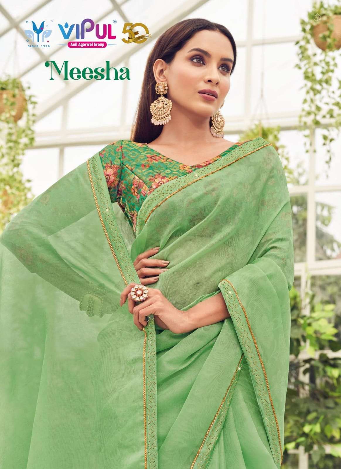 VIPUL FASHION MEESHA ORGANZA WITH FANCY PARTY WEAR SAREE COLLECTION AT BEST RATE