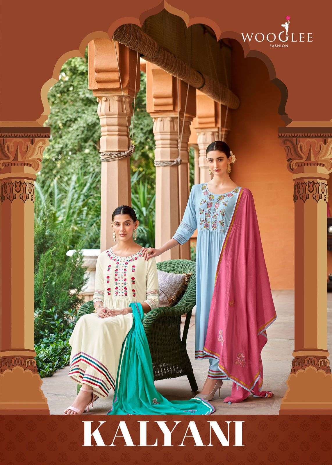WOOGLEE KALYANI COTTON WITH FANCY EMBROIDERY NECK WORK READYMADE SUITS 