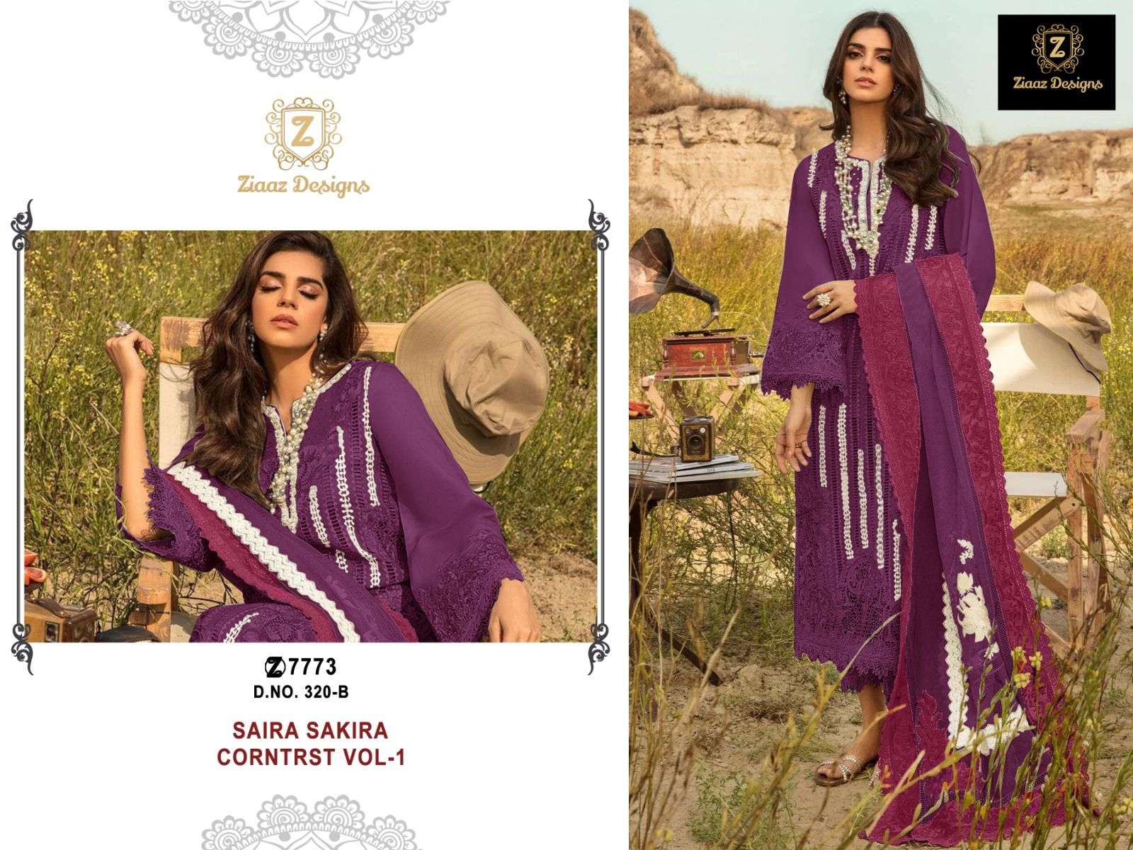 ZIAAZ 320 COTTON WITH PRINTED PAKISTANI SUITS 