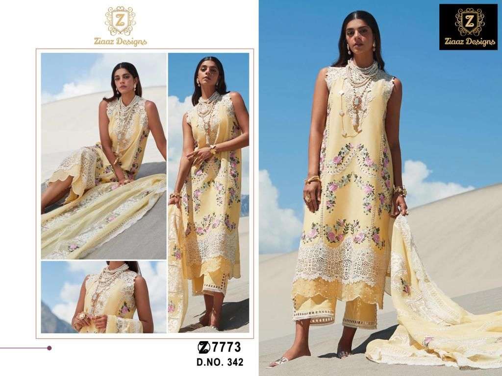 ZIAAZ DESIGN 342 COTTON WITH SELF EMBROIDERY WORK PAKISTANI SUITS COLLECTION AT BEST RATE