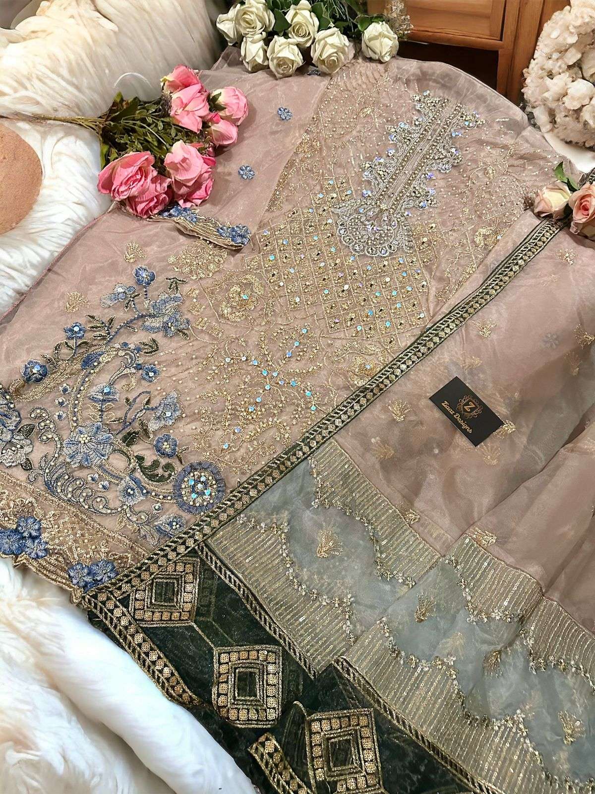 ZIAAZ DESIGN NO 511,512,508 ORGANZA WITH EMBROIDERY WORK PAKISTANI SUITS COLLECTION AT BEST RATE