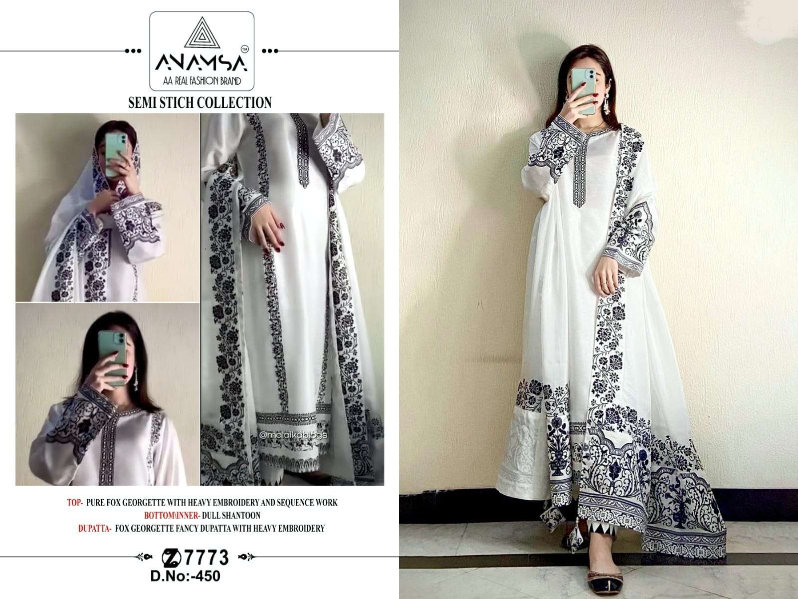 ANAMSA 450 GEORGETTE WITH PAKISTNAI SUITS