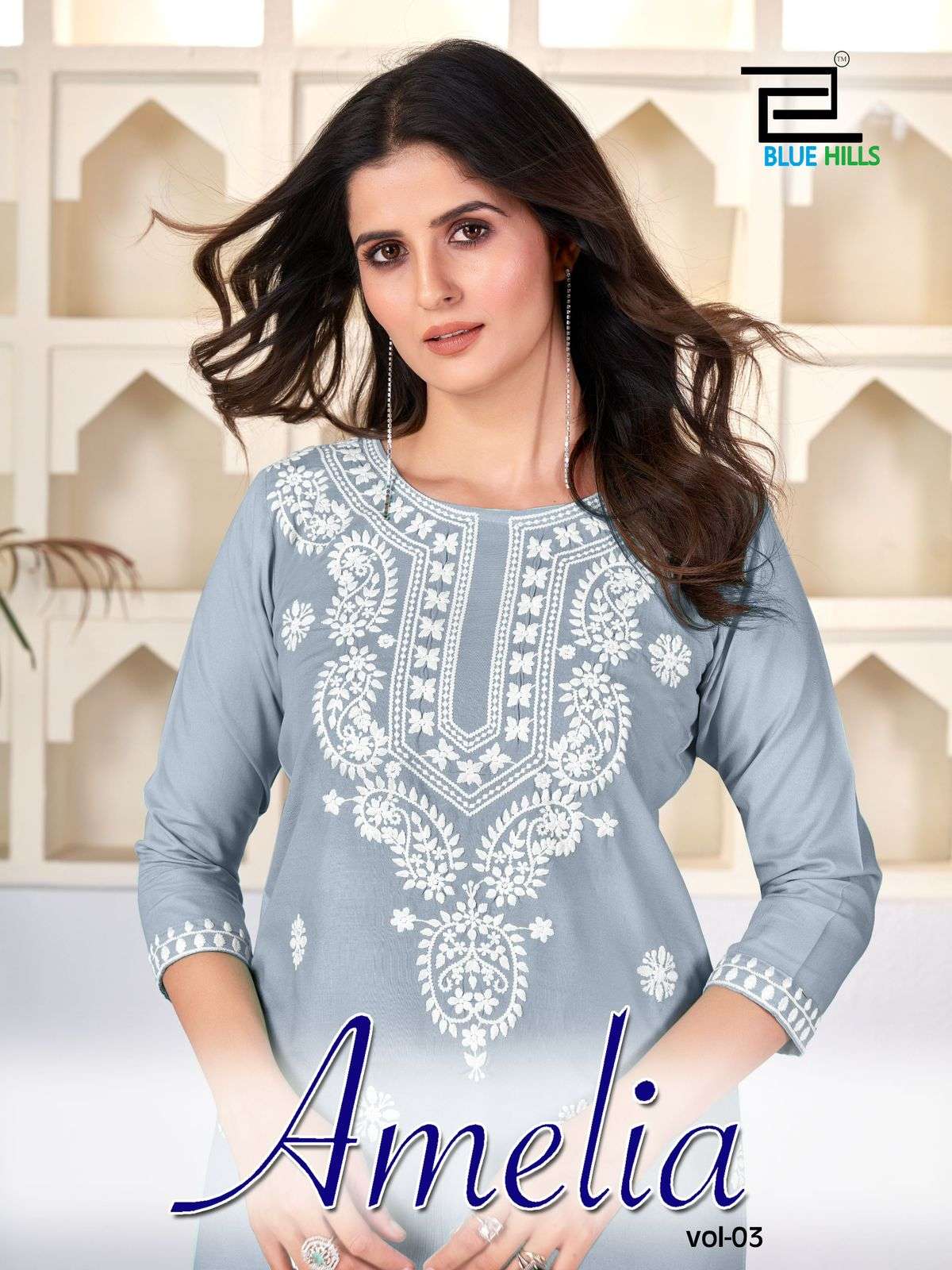 BLUE HILLS AMELIA VOL 3 RAYON SUMMER WEAR LUCKNOWI WORK KURTI