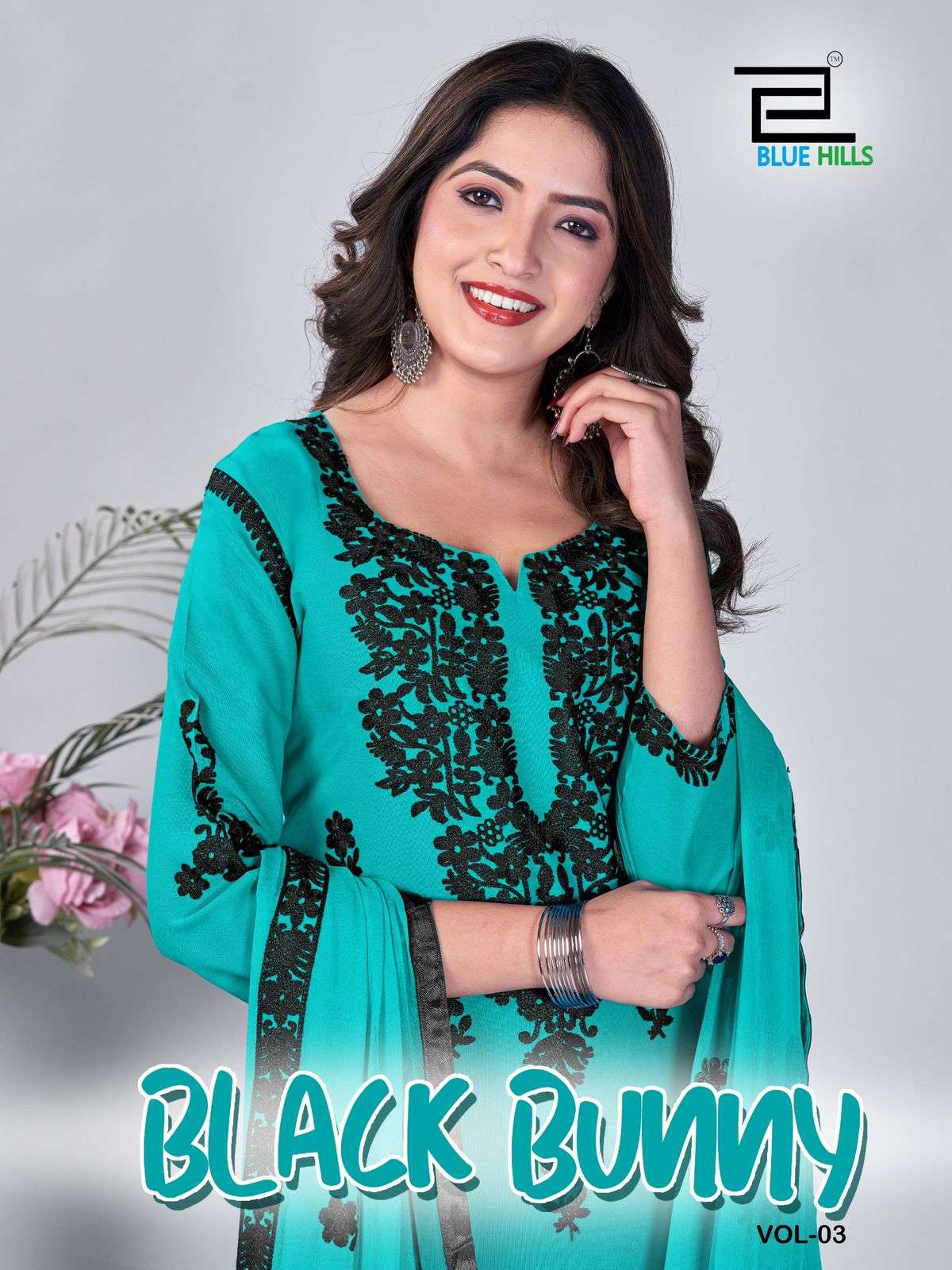 BLUE HILLS BLACK BUNNY VOL 3 RAYON FANCY LOOK READYMADE SUITS