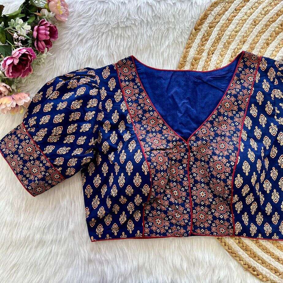 COTTON WITH AJRAKH PRINTED FANCY BLOUSE