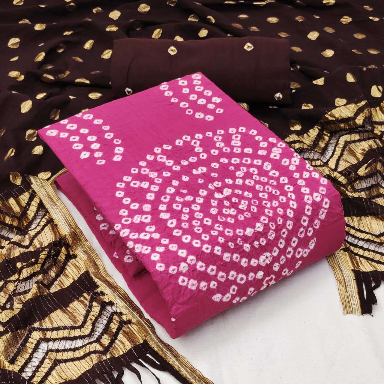 COTTON WITH BANDHANI PRINTED FANCY SUITS