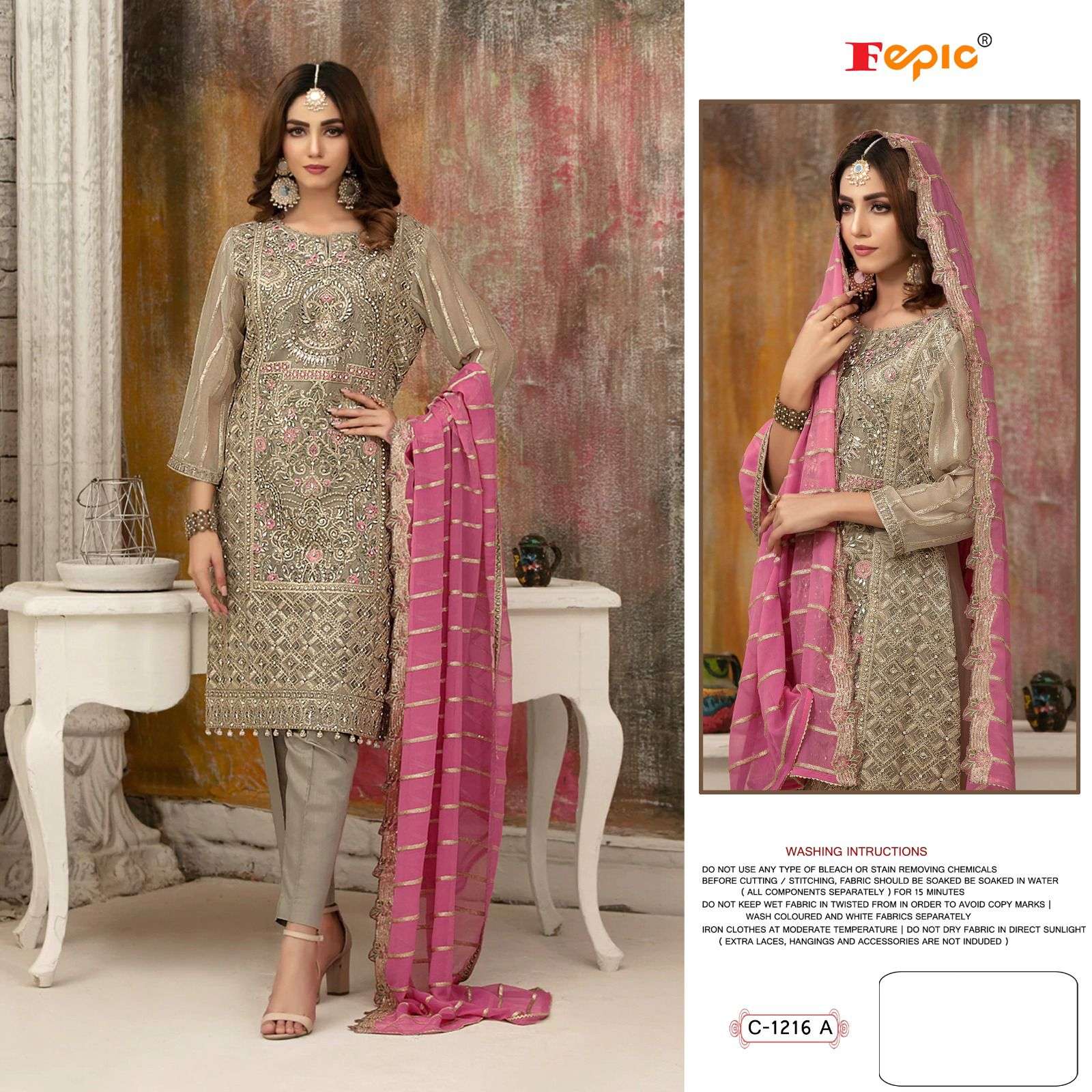 FEPIC ROSEMEEN C 1216 GEORGETTE EMBROIDERY WORK PAKISTANI SUITS
