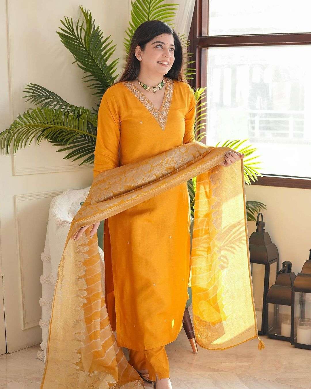 FESTIVAL SPECIAL RAYON WITH NECK WORK READYMADE SUITS