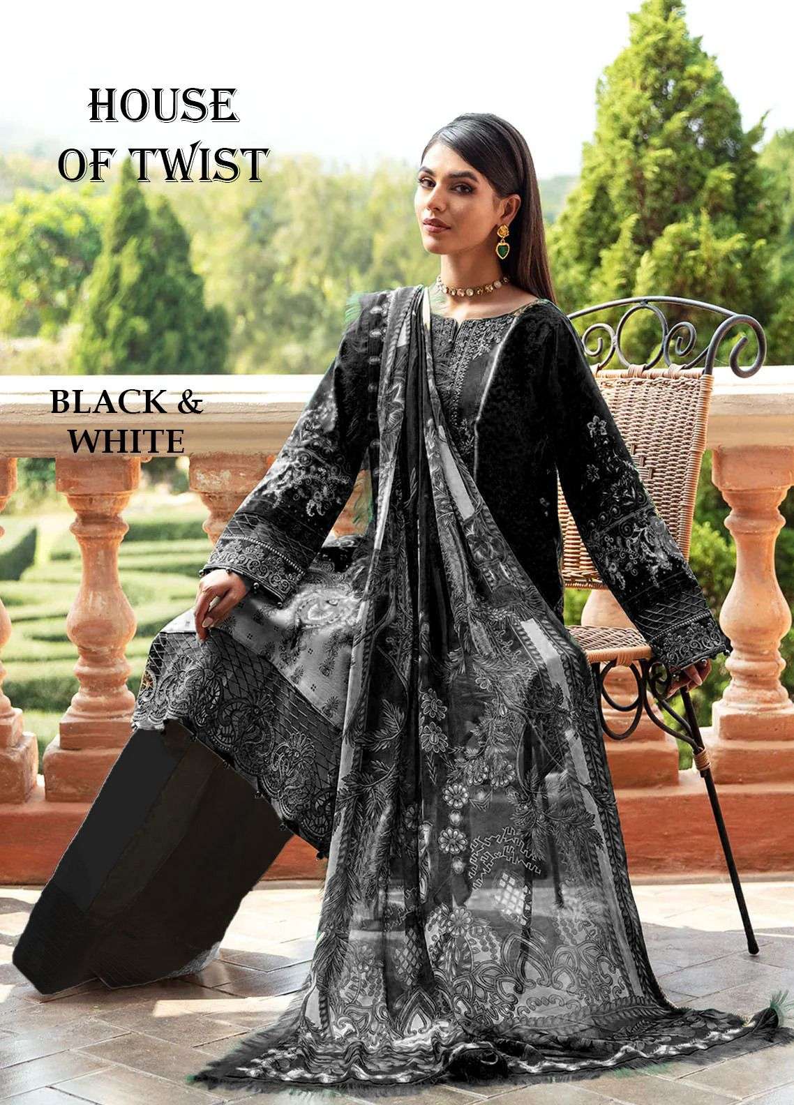 HOUSE OF TWIST BLACK & WHITE COTTON SUMMER SPECIAL SUITS