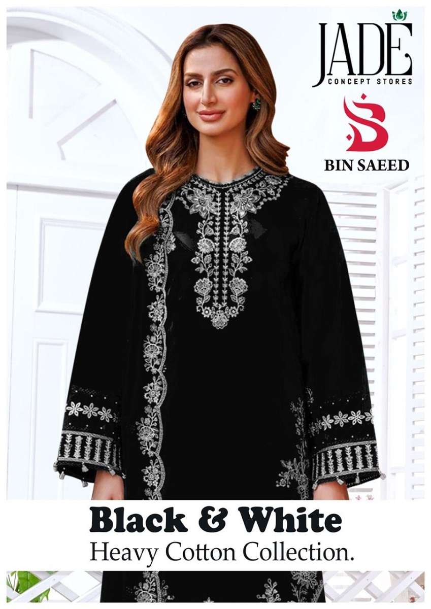 JADE BIN SAEED BLACK AND WHITE COTTON SUITS