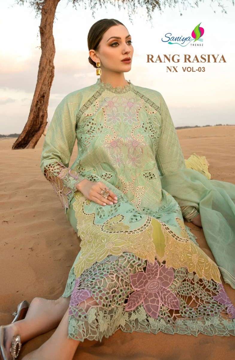 SANIYA TRENDZ RANG RASIYA NX VOL 3 COTTON PAKISTANI SUITS