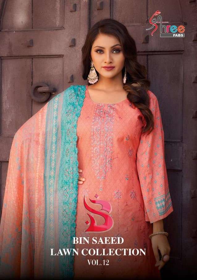 SHREE FABS BIN SAEED LAWN COLLECTION VOL 12 COTTON PAKISTANI SUITS