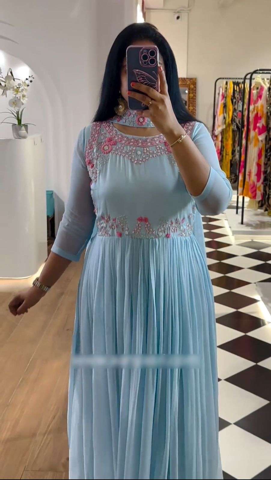 SKY BLUE SHADES GEORGETTE GOWN BEST WHOLESALE RATE