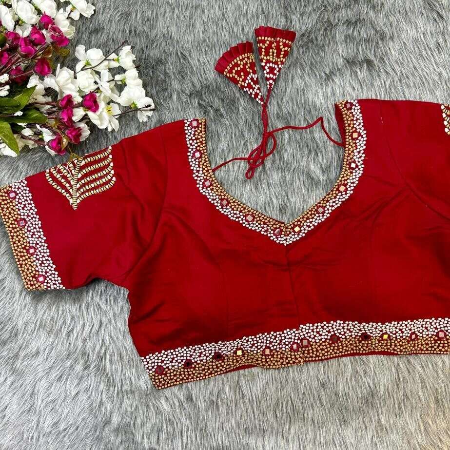 SOFT SILK WITH EMBROIDERY MIRROR WORK BLOUSE