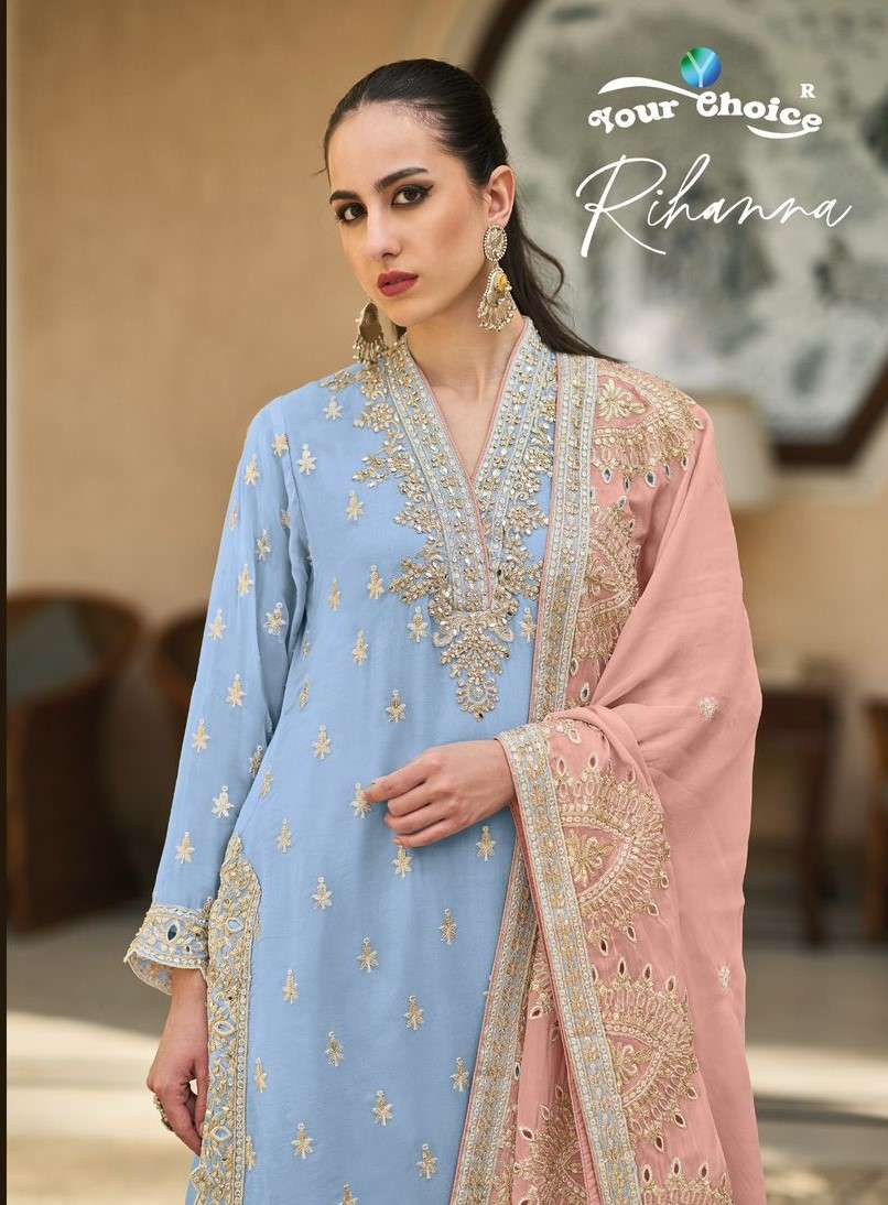 YOUR CHOICE RIHANA CHIFFON WITH DESIGNER SUITS SUPPLIER