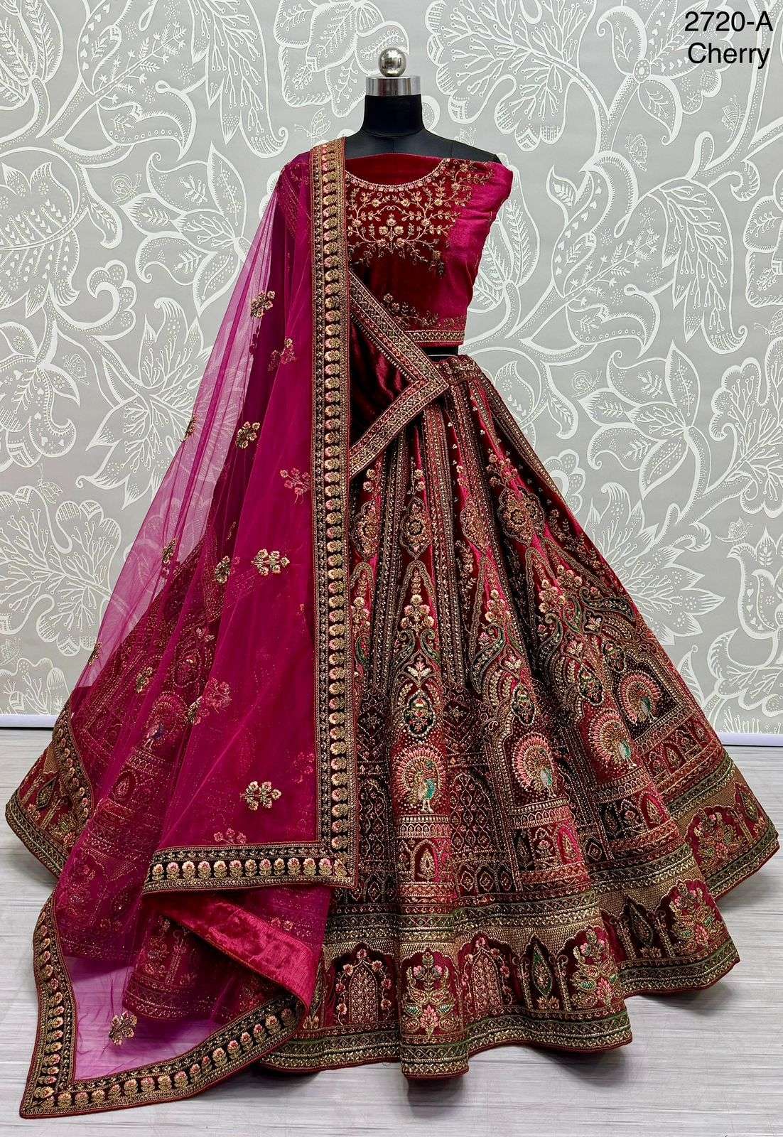 BRIDAL SPECIAL VELVET WITH EMBROIDERY WORK DESIGNER LEHENGA CHOLI DEALER IN SURAT