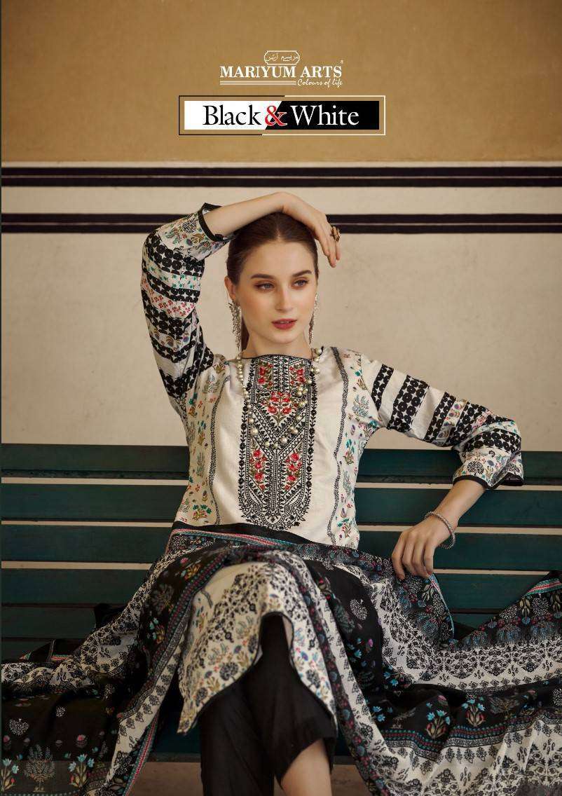 mariyum arts black and white embroidery work cotton suits