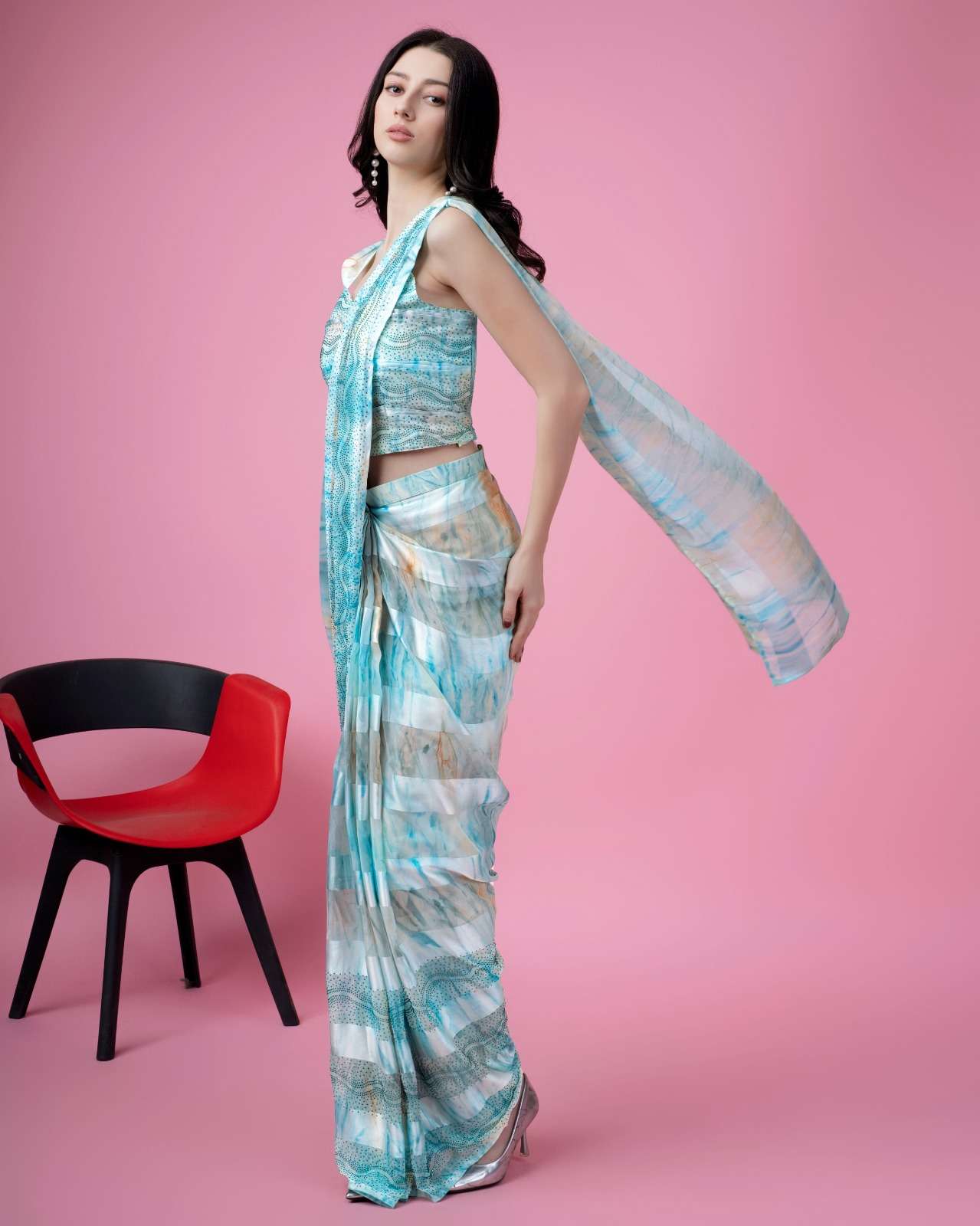 satin silk fancy look ready to wear saree 10810