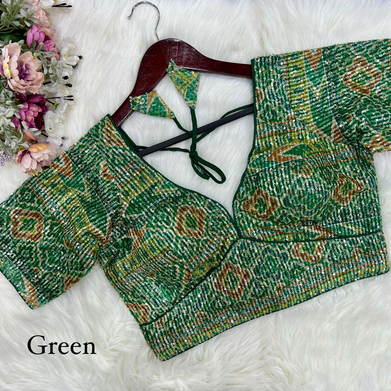 SEQUENCE EMBROIDERY WORK FANCY FESTIVAL SPECIAL STICH BLOUSE