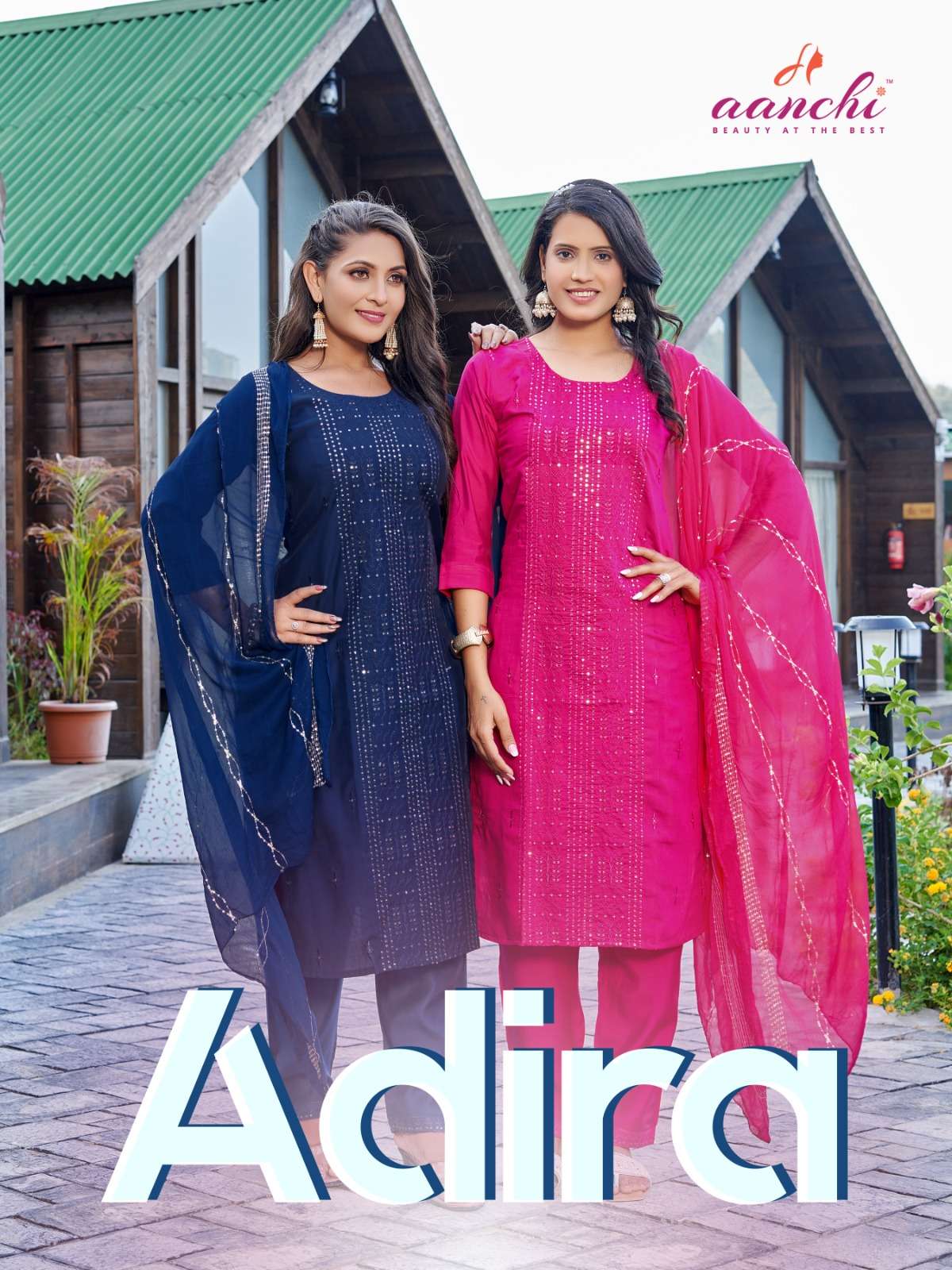AANCHI ADIRA ROMAN SILK WITH FANCY READYMADE SUITS 