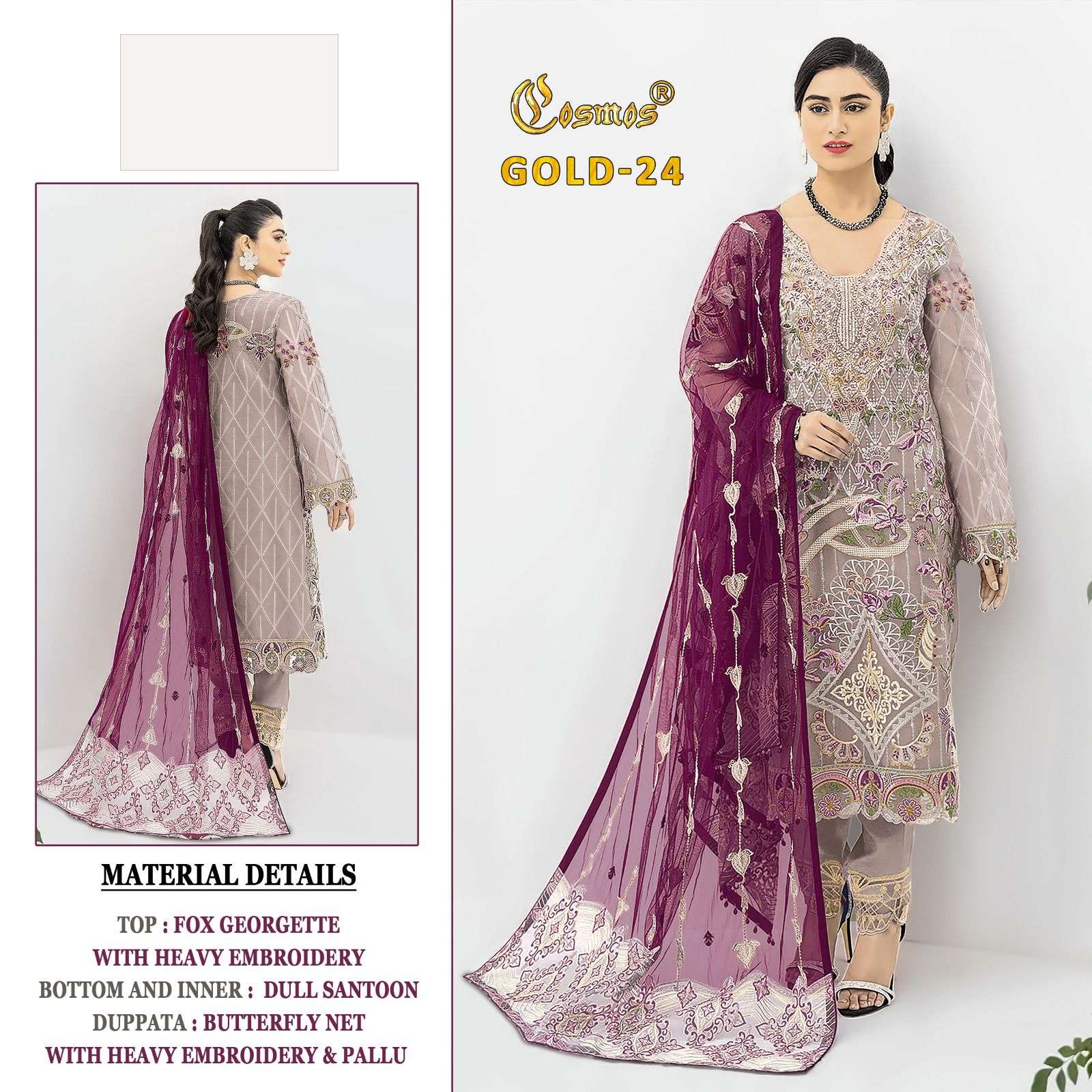 COSMOS GOLD 24 GEORGETTE EMBROIDERY WORK PAKISTANI SUITS