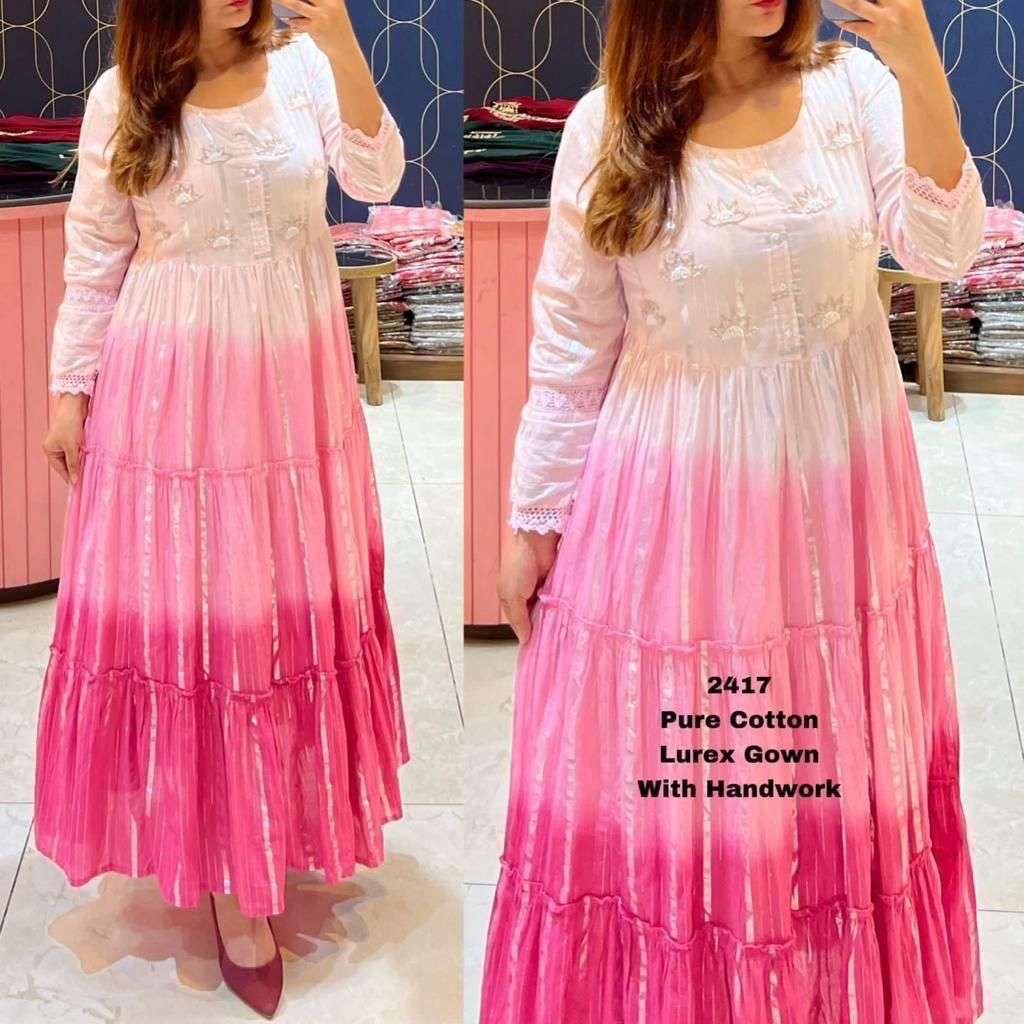 COTTON WITH FANCY ANARKALI STYLE LONG GOWN