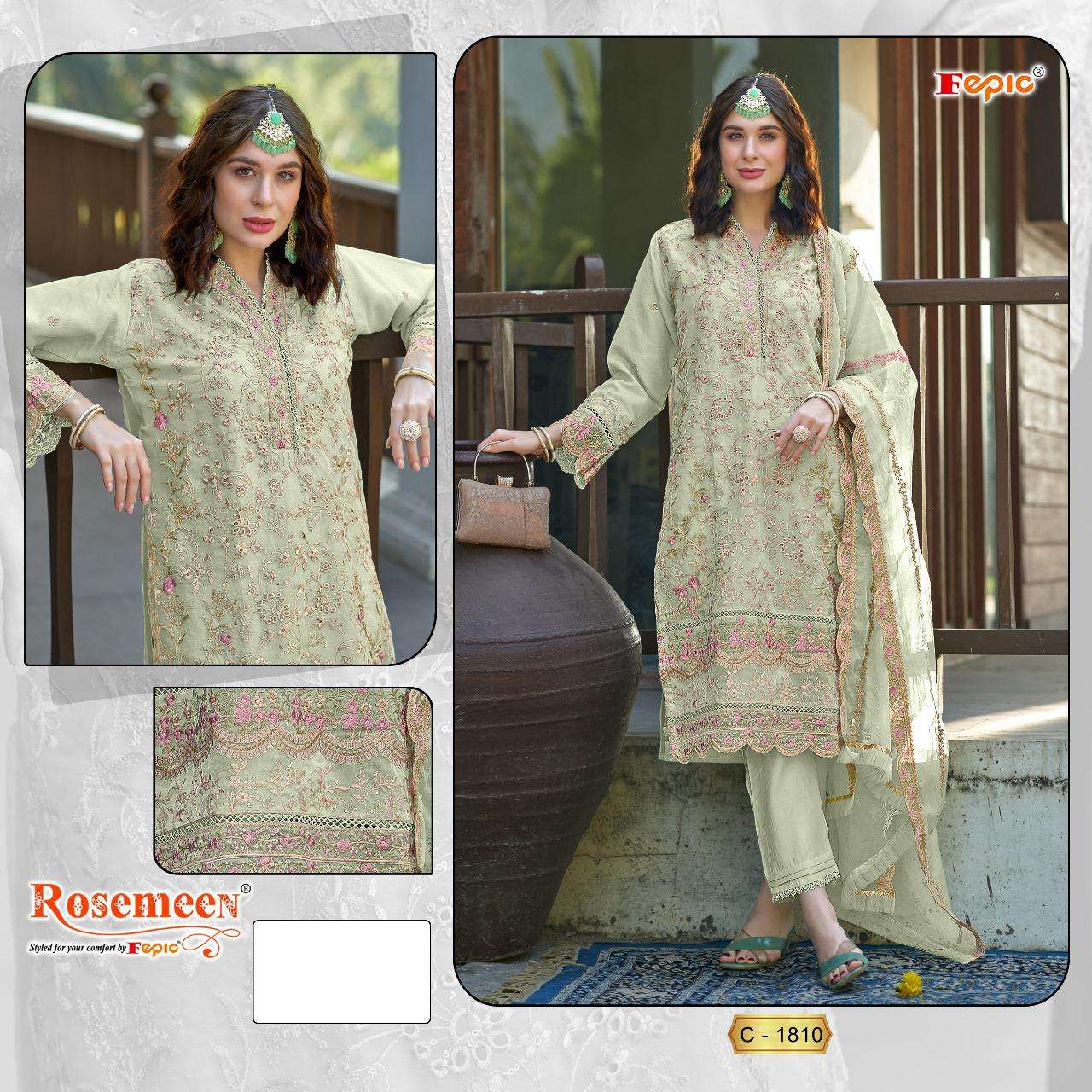 FEPIC 1810 ORGANZA WITH EMBROIDERY WORK PAKISTANI SUITS