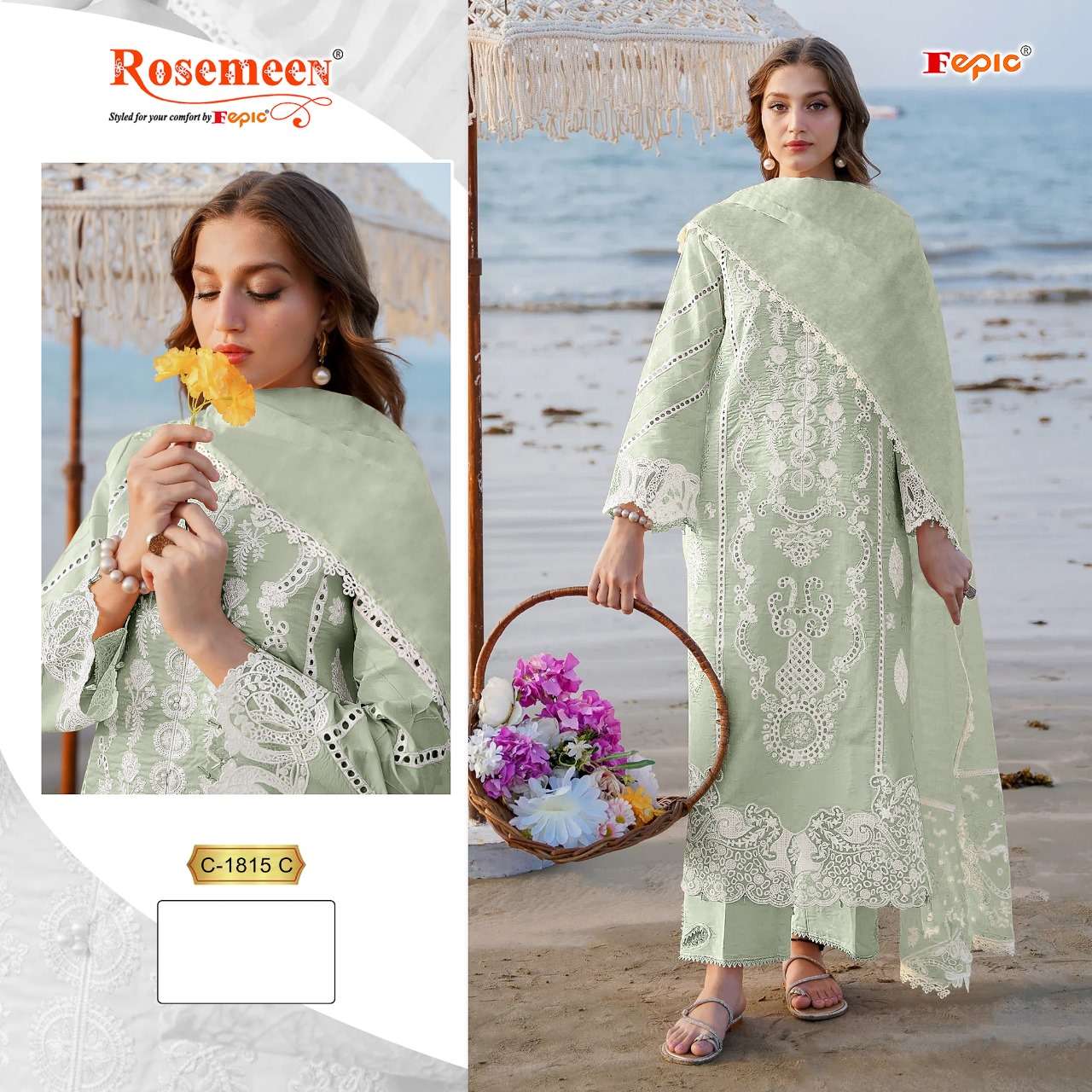 fepic rosemeen 1815 cotton embroidery work pakistani suits 
