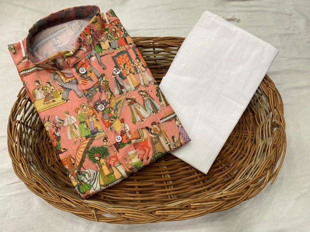 KALAMKARI PRINTED COTTON FABRICS MENS KURRTA