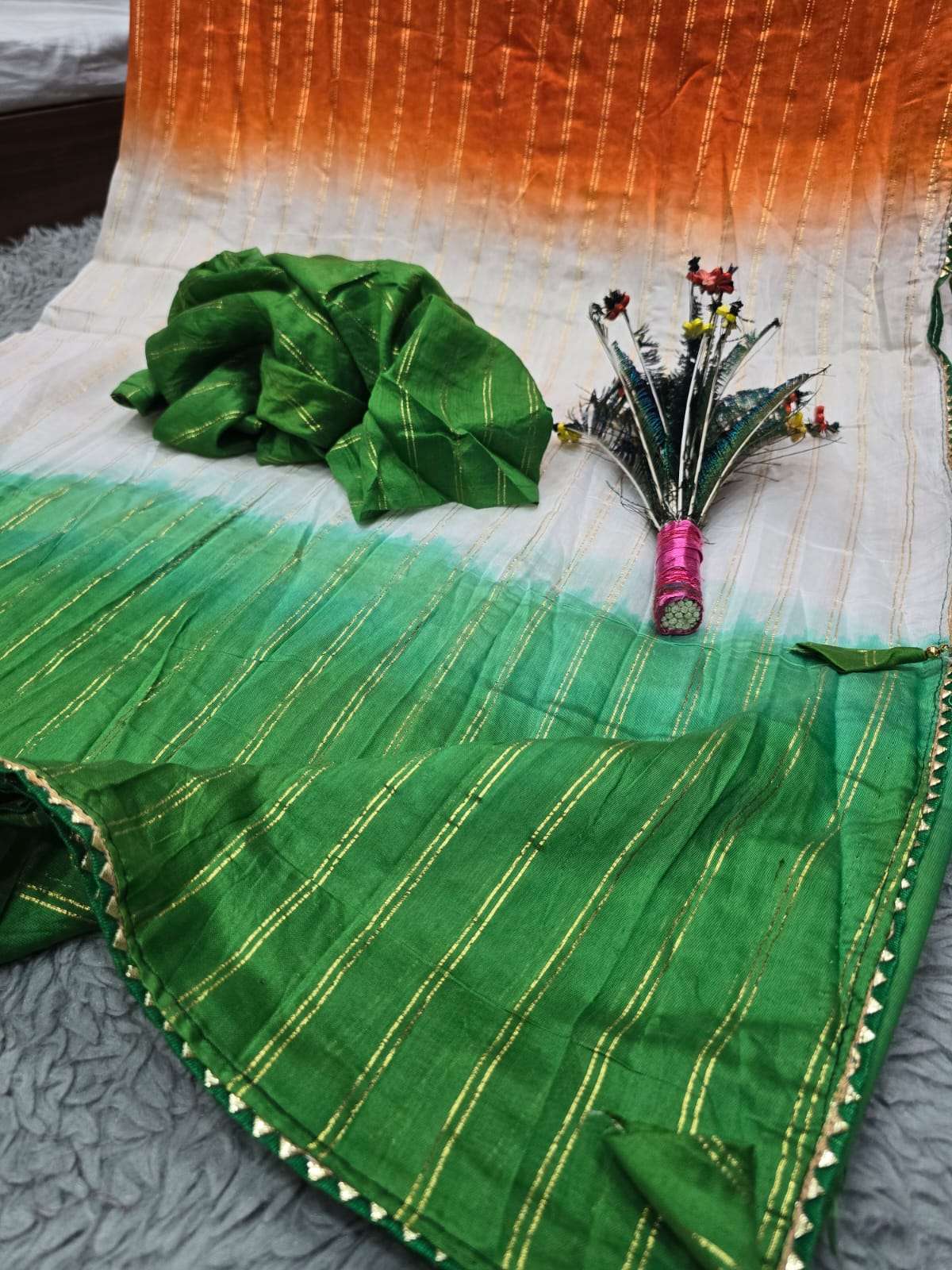 MAL COTTON WITH  TRICOLOUR FANCY LOOK SAREE