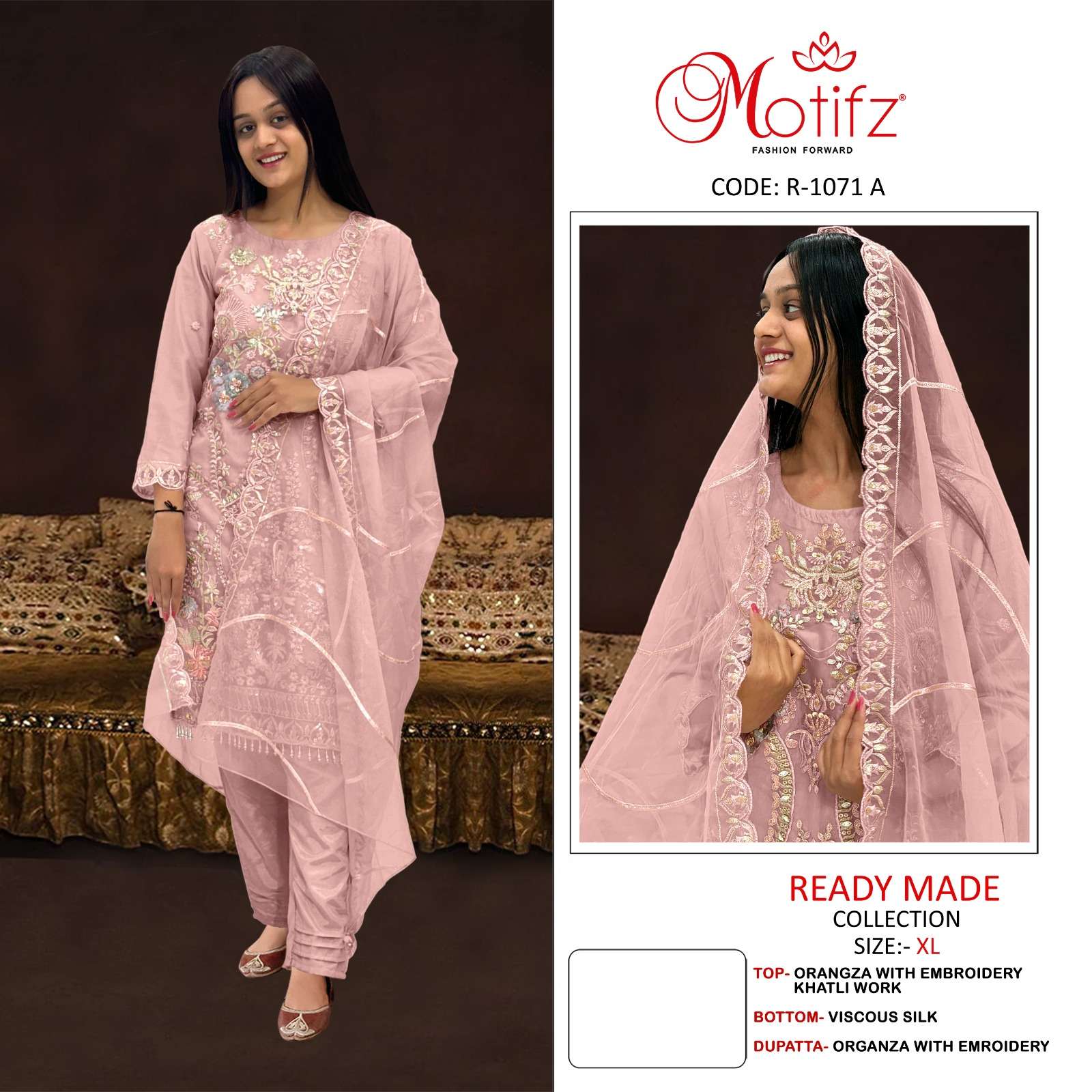 MOTIFZ 1071 ORGANZA EMBOIDERY WORK READYMADE PAKISTANI SUITS